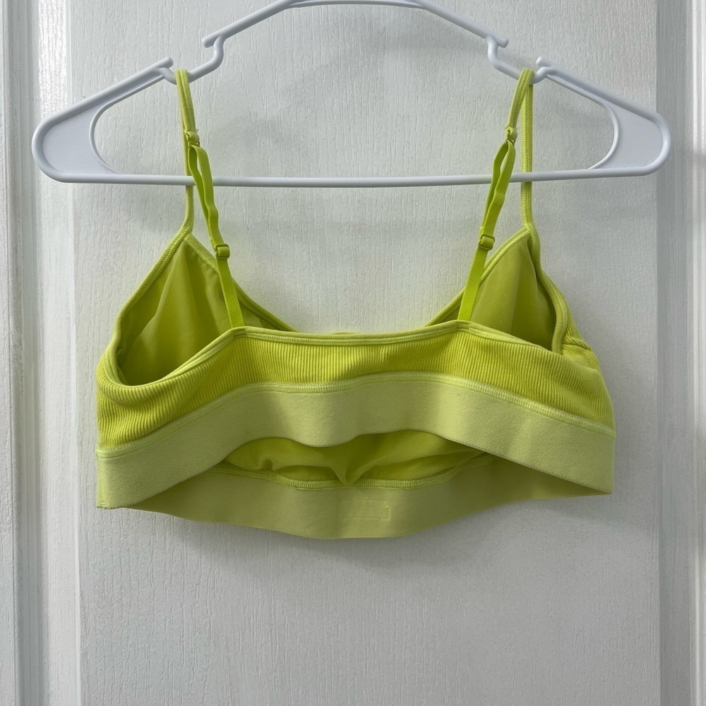 SKIMS Cotton Rib Scoop Bralette Neon Yellow Women's Sports Bra (Size XL) - Picture 5 of 9